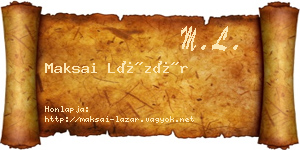 Maksai Lázár névjegykártya